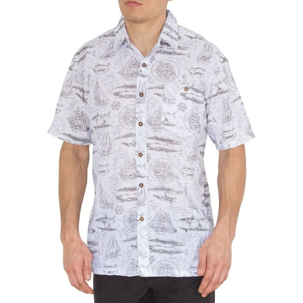 Details about / Nautica Cotton L Short Sleeve Hawaiian Theme Shirt Button